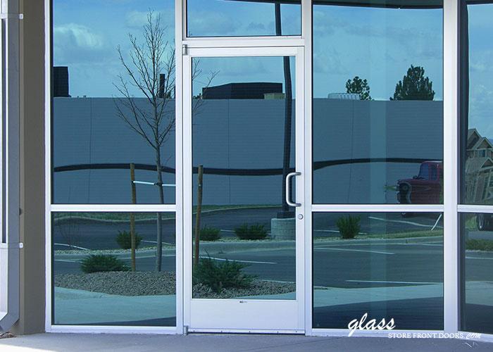 single silver storefront door